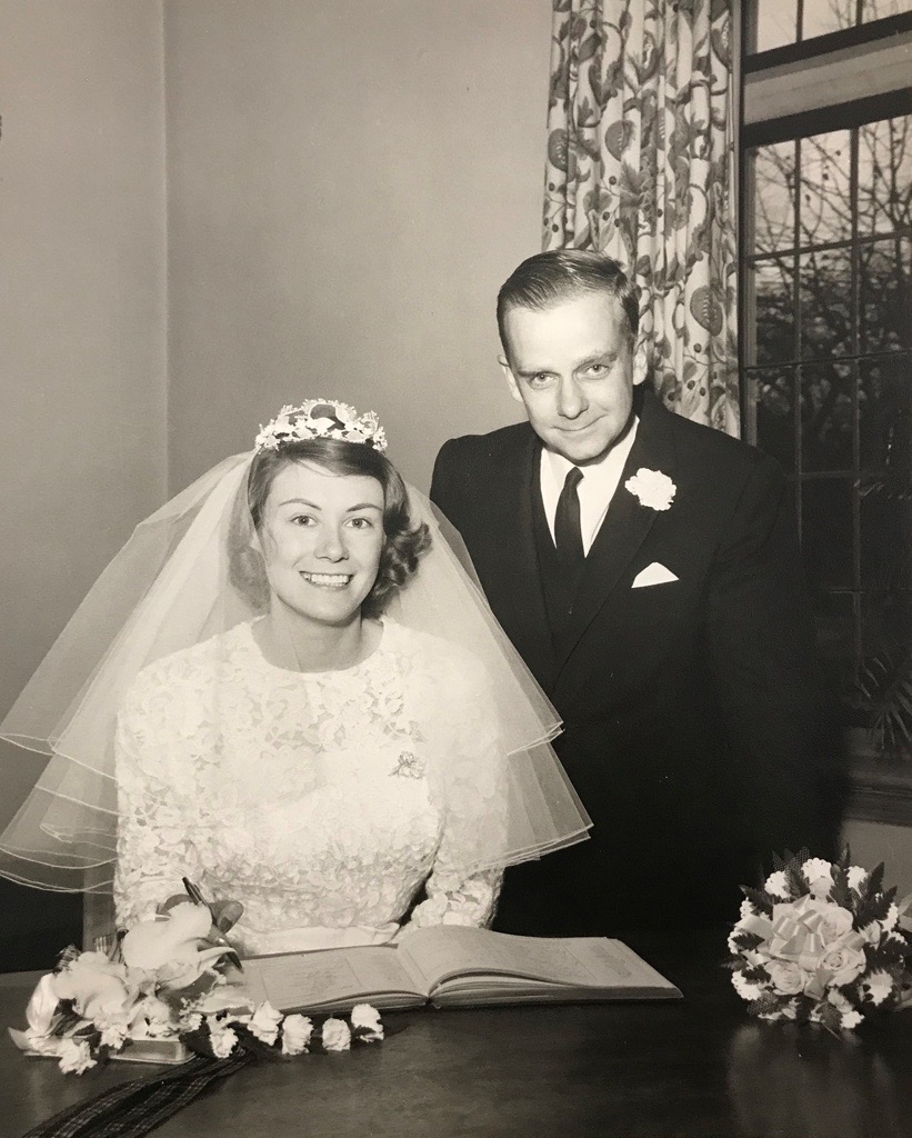 Mary and Roger Warren on their wedding day.